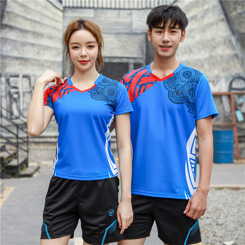 Table Tennis Uniform - 男性と女性のためのバドミントンのTシャツ,半袖のバドミントンウェア,テニスユニフォーム,Tシャツ,バドミントンジャージーab153