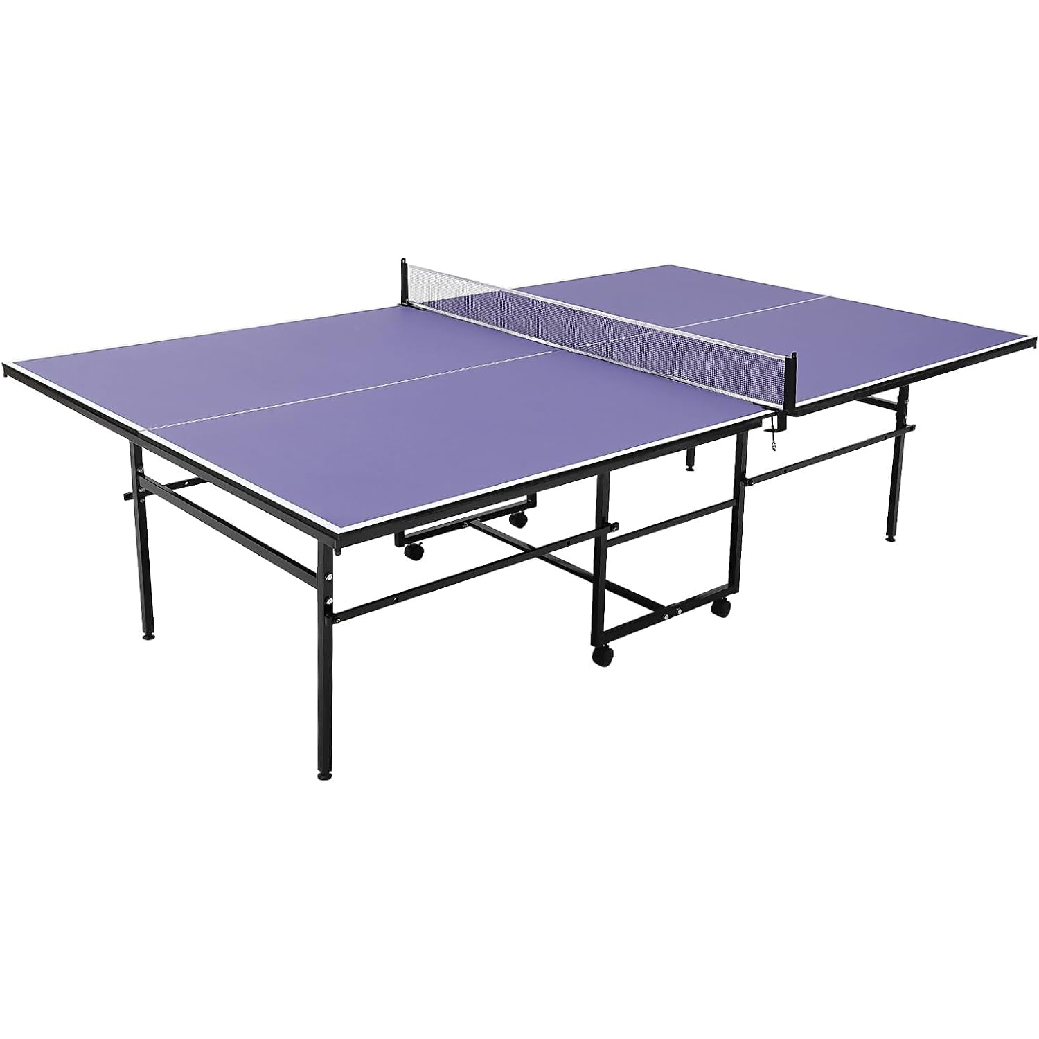 Table Tennis Net Set - 8フィートのポータブル卓球台、大人とティーン向けのプロ仕様ゲーム | 折りたたみ式屋内外兼用卓球セット（ネット、ラケット2本、ボール3個付き）- 簡単組み立て、シングルプレイヤー対応