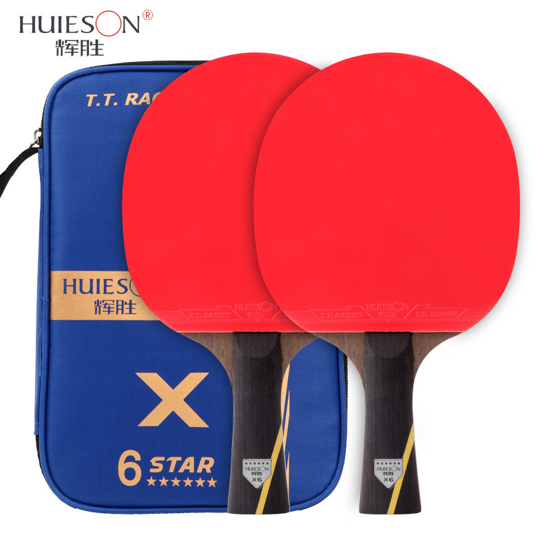 Table Tennis Match - Huieson 6 スターアップグレード卓球ラケット 7 層ダブルフェイスラバーカーボンファイバーピンポンラケットバットカバー付き 2