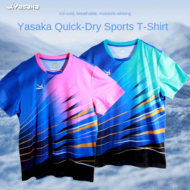 Table Tennis Uniform - Yasaka-卓球競技ユニフォーム、半袖Tシャツ、速乾性、ラウンドネック、競技用