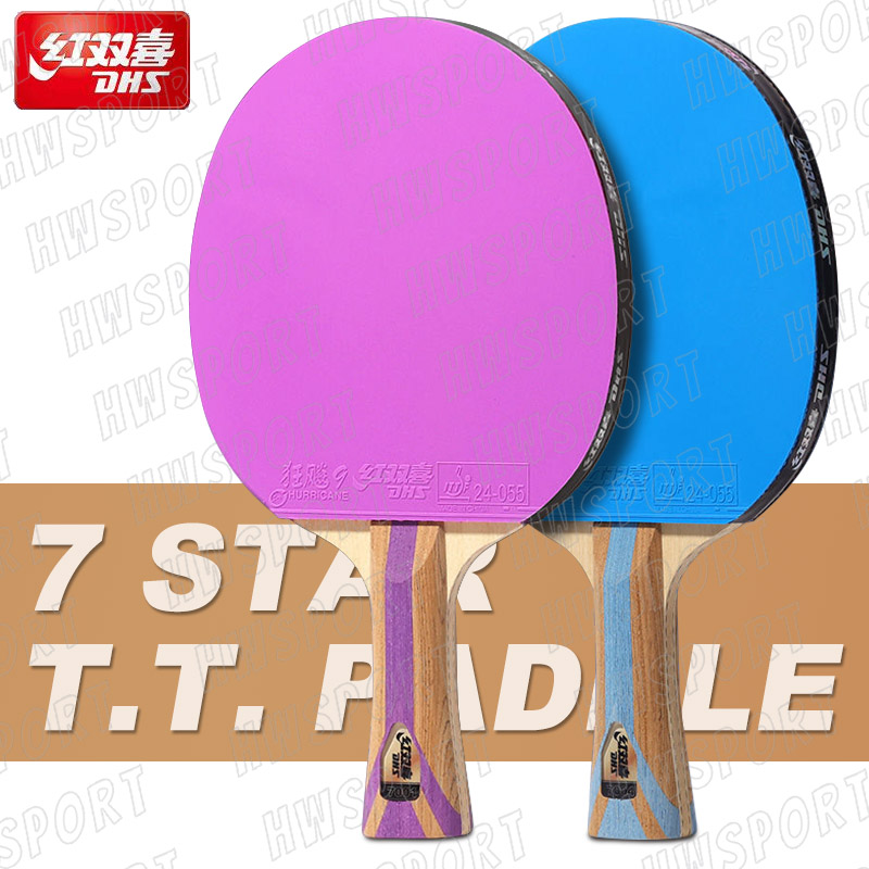 Table Tennis Review - Dhs-テーブルテニスラケット、7つのスターッピングポンパドル、ハリケーン9のforeハンドゴム、ハリケーン3、6色、7色