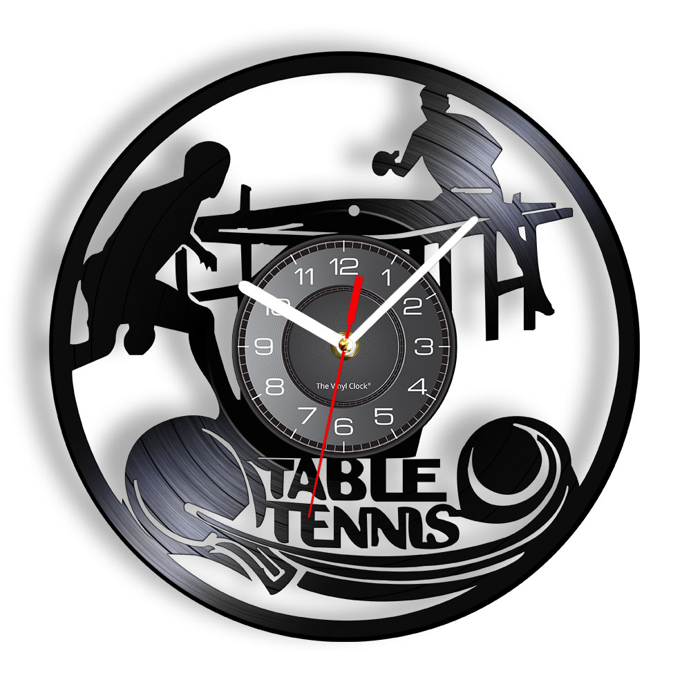 Table Tennis History - 卓球の壁掛け時計,ビニールレコード,壁時計,家の装飾,ピンポン,ヴィンテージ時計,スポーツギフト