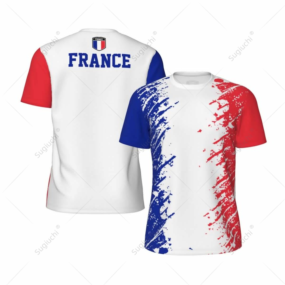 Table Tennis France - 独占デザインフランス国旗柄3DプリントメンズランニングバイクサッカーテニスフィットネススポーツTシャツメッシュファンズショートTシャツ