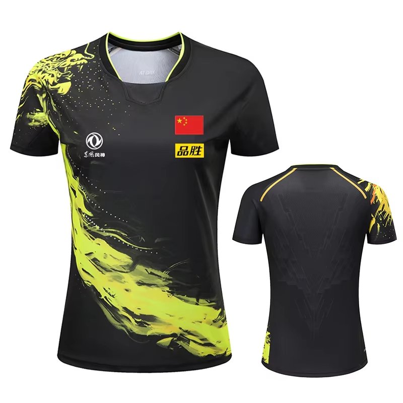 Table Tennis Uniform - 男性と女性のためのドラゴンプリント卓球Tシャツ,ファッションバドミントンスポーツTシャツ,ピンポンジャージ,フィットネスシャツ,中国