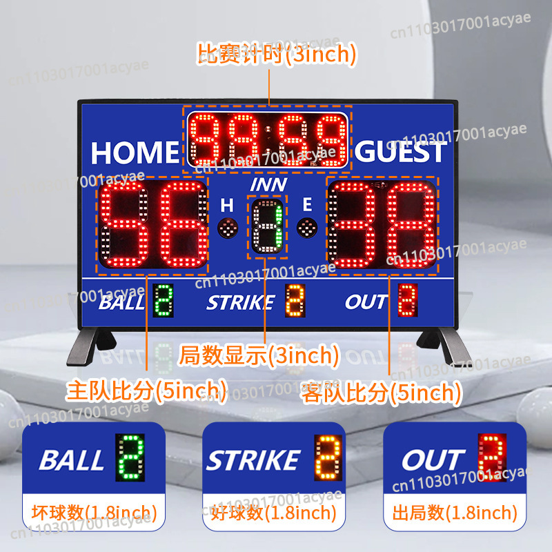 Table Tennis Scoring - スポーツゲームのスコアボード、時間計測、得点表示、バレーボール、卓球、バスケットボールに適した12桁の野球スコアボード