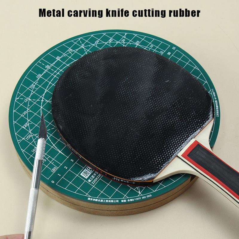 Table Tennis Match - 新しい卓球ラバー回転カッティングマットセット DIY カッティングツールとカッティングナイフ付きピンポンラケット貼り付けアクセサリー