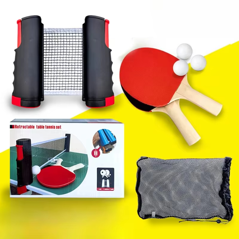 Table Tennis Net Set - 伸縮性のある卓球メッシュフレームまたはポータブル卓球ハンドヘルドネットピラーピョーランボールラケット組み合わせセット