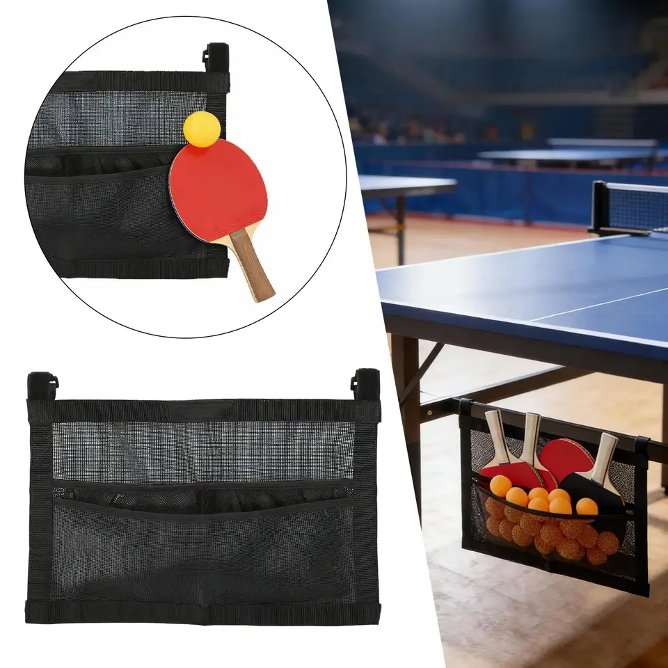 Table Tennis Match - 新しいメッシュ卓球ボールホルダー大容量バッグ卓球ボールオーガナイザー壁掛けまたはテーブル下収納トレーニング練習用