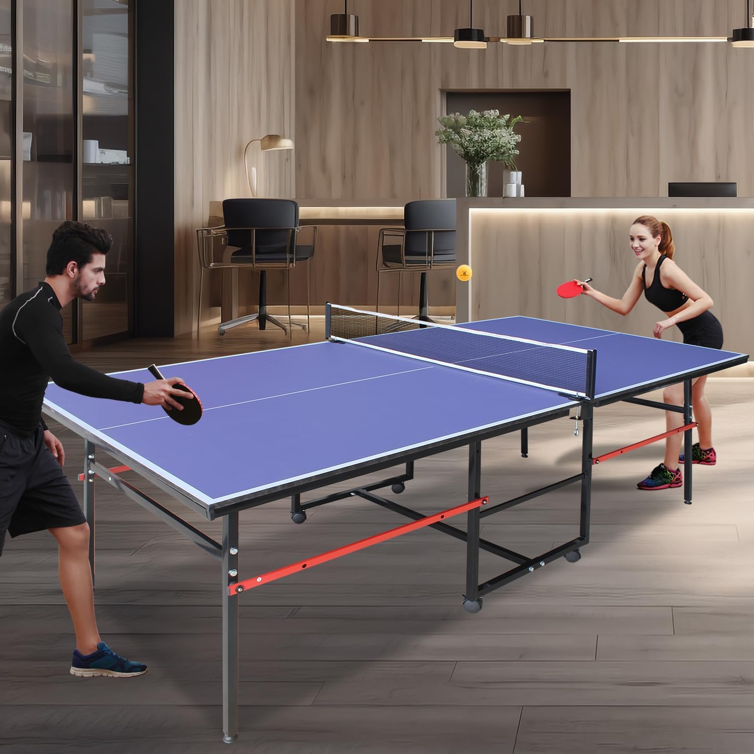 8フィートのポータブル卓球台、大人とティーン向けのプロ仕様ゲ - Table Tennis Net Set のレビューと価格