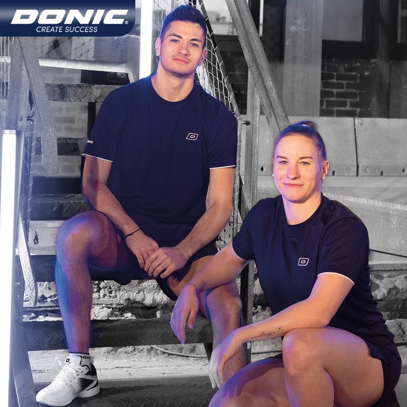 本物の DONIC 卓球ユニフォーム ブラック ラウンドネッ - Table Tennis Uniform のレビューと価格