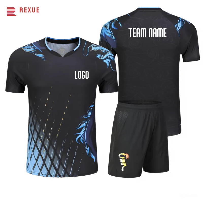 バドミントンとテニスの男性と女性のための3DプリントTシャツ - Table Tennis Uniform のレビューと価格