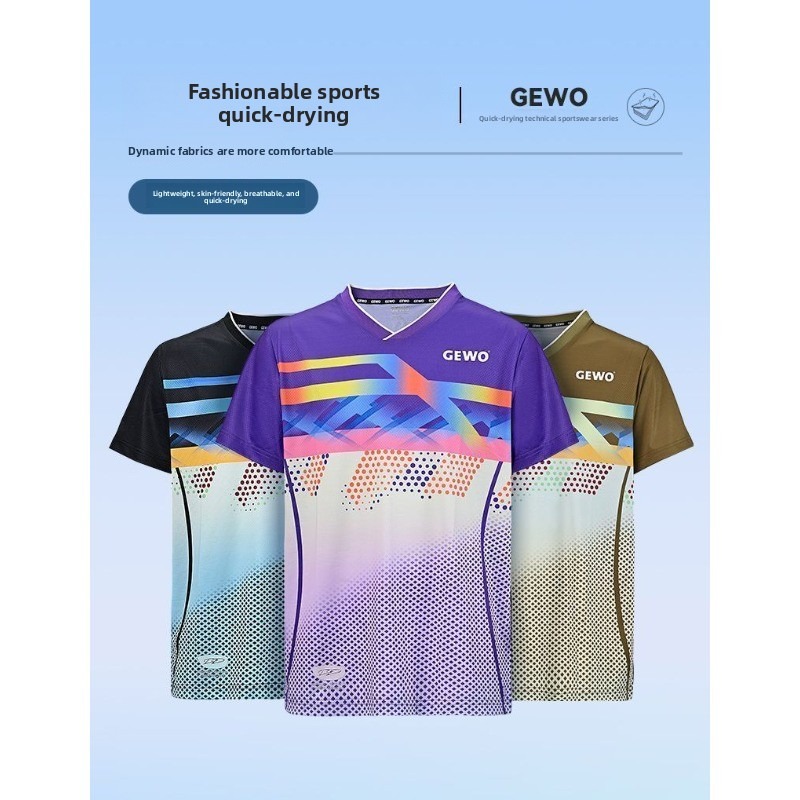 ドイツ GEWO 新しい卓球プロスポーツ半袖速乾性通気性男性 - Table Tennis Uniform のレビューと価格