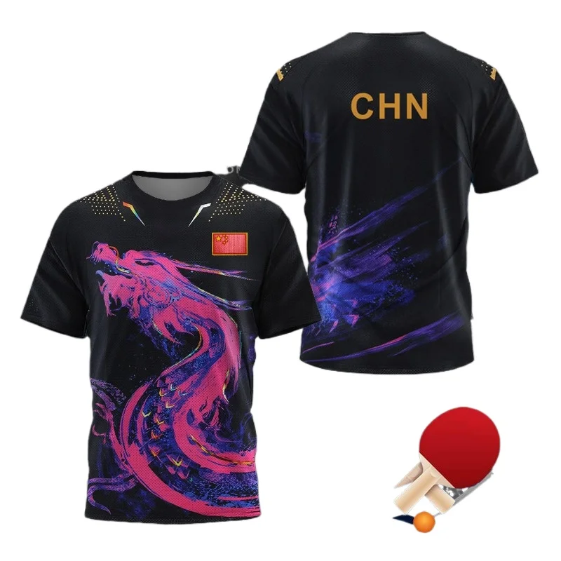 中国ドラゴン卓球グラフィック Tシャツ男性用衣類ファッション - Table Tennis Uniform のレビューと価格